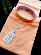 Light Peach Color Cotton Silk Kurta with Resham Zari Stripes | Mens Kurta Pajama Set | Mens Ethnic Wear | Ships from California