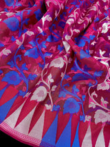 Handmade Pink Color Organza Muslin Tantuja Jamdani Saree | Jamdani Saree in Pink Color | Ships from California