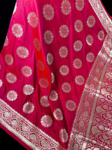 Statement Hot Pink Color Handloom Banarasi Semi Mashru Silk Saree | Light weight and Soft Saree | Chakra Butta Saree