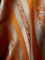 Beige Gold with Copper and Mustard Gold Striped Saree | Banarasi Mashru Soft Silk with Tanchoi Saree and Jamawar Pallu | Resham Zari Weaved