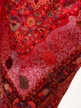 Elegant Red Colour Premium Kaani Wool Shawl | Floral Design with Zari Weave | Lightweight and Warm Winter Wrap | Indian Wool Shawl for Gift