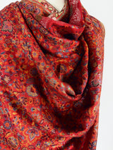 Elegant Red Colour Premium Kaani Wool Shawl | Floral Design with Zari Weave | Lightweight and Warm Winter Wrap | Indian Wool Shawl for Gift
