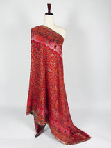 Elegant Red Colour Premium Kaani Wool Shawl | Floral Design with Zari Weave | Lightweight and Warm Winter Wrap | Indian Wool Shawl for Gift