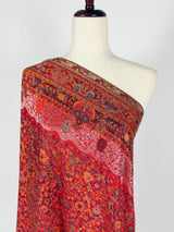 Elegant Red Colour Premium Kaani Wool Shawl | Floral Design with Zari Weave | Lightweight and Warm Winter Wrap | Indian Wool Shawl for Gift