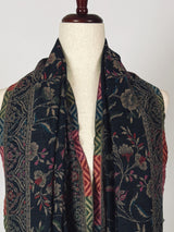 Kashmiri Wool Shawl in Kani Weave traditional Pattern | Cashmere Wrap | Floral Cashmere Stole | Black Color Stole | Wool Shawl for Gift
