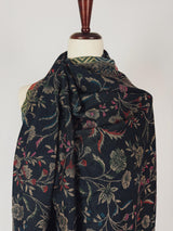 Kashmiri Wool Shawl in Kani Weave traditional Pattern | Cashmere Wrap | Floral Cashmere Stole | Black Color Stole | Wool Shawl for Gift