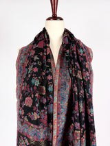 Black Color Premium Pashmina Kani Weave Kashmiri Shawl | Kani Weave Cashmere Wrap | Wool Stole and Wraps | Ships from California