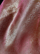 Statement Handmade Pink Color Dual shade Banarasi Brocade Pattu Tissue Silk Saree with Sliver Zari Weave | Brocade Tissue Silk Saree