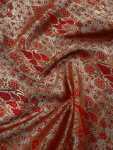 Red with Copper Base Striped Saree | Banarasi Mashru Soft Silk with Tanchoi Saree and Jamawar Pallu | Resham Zari Weaved