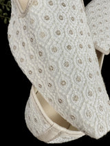 Handmade Men Wedding Shoes in Off White with Emberiodery | Mens Shoes | Traditional Mojari Shoes | Indian Ethnic Wedding Footwear for Men