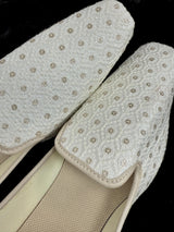 Handmade Men Wedding Shoes in Off White with Emberiodery | Mens Shoes | Traditional Mojari Shoes | Indian Ethnic Wedding Footwear for Men