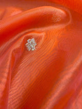 Orange Color Soft Organza Dupatta with Embroidery, Sequin and Zari on Borders with small buttis | Dupatta ships from Califonia
