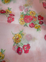 Baby Pink Color Soft Organza Dupatta with Embroidery, Sequin and Zari with Floral Digital Prints | Light Weight Dupatta | Floral Dupattas