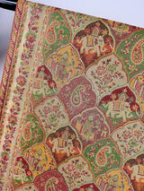 Light Beige Color Pure Pashmina Kani Weave Kashmiri Shawl with Modal Zari and Kalamkari | Cashmere Stole | Mugul Era Depiction