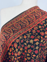 Black Color Viscose Blend Wool Stole Shawl | Chinar Leaves Pattern with Parsley Design | Soft Shawl, Stoles and Wrap | Ships from California