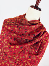 Red Color Viscose Blend Wool Stole Wrap | Chinar Leaves Pattern with Parsley Design | Soft Stole and Wraps | Ships from California