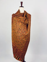 Mustard Yellow Color Viscose Blend Wool Stole Wrap | Chinar Leaves Pattern with Parsley Design | Soft Stole and Wrap | Scraf in Yellow Color