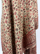 Light Beige Color Viscose Blend Wool Stole Scarf | Chinar Leaves Pattern with Parsley Design | Soft Shawl, Stoles and Wraps