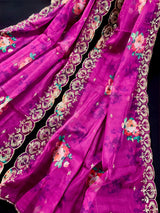 Purple Pink Color Soft Organza Dupatta with Embroidery, Sequin and Zari with Floral Digital Prints