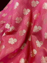 Peach Color Semi Silk Saree with Floral Buttas and Meenakari Weaving with Temple Borders | Paithani Style Saree | Gift for Her