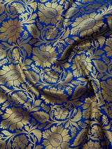 Dual shade Peach Pink Hot Pink with Purple border and Blue Pallu combination Traditional Border Banarasi Handloom Soft Silk Saree