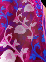 Handmade Pink Color Organza Muslin Tantuja Jamdani Saree | Jamdani Saree in Pink Color | Ships from California