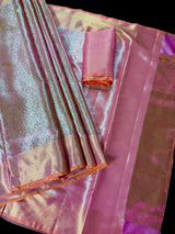 Dual tone of Pink and Peach Tissue Silk saree — Kaash Collection