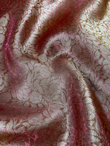 Statement Handmade Pink Color Dual shade Banarasi Brocade Pattu Tissue Silk Saree with Sliver Zari Weave | Brocade Tissue Silk Saree