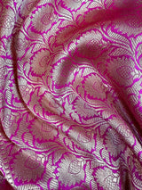 Pure Katan Silk Saree Fenugreek Color with Hot Pink Color Border and Pallu | Pure Silk Sarees | SILK MARK CERTIFIED | Vendhayam Colour Saree