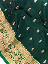 Bottle Green Pure Katan Silk Saree with Green Color Border and Pallu | Pure Silk Sarees | SILK MARK CERTIFIED