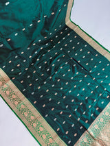 Bottle Green Pure Katan Silk Saree with Green Color Border and Pallu | Pure Silk Sarees | SILK MARK CERTIFIED