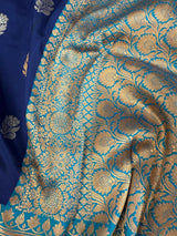Blue Pure Katan Silk Saree with Sky Blue Color Border and Pallu | Pure Silk Sarees | SILK MARK CERTIFIED