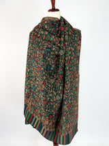 Bottle Green Pure Pashmina Kani Weave Kashmiri Shawl | Kani Weave Cashmere Wrap | Floral Cashmere Shawl | Cashmere Stole | Wedding Gift