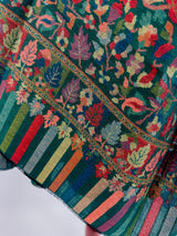 Bottle Green Pure Pashmina Kani Weave Kashmiri Shawl | Kani Weave Cashmere Wrap | Floral Cashmere Shawl | Cashmere Stole | Wedding Gift