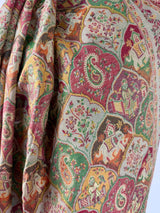 Light Beige Color Pure Pashmina Kani Weave Kashmiri Shawl with Modal Zari and Kalamkari | Cashmere Stole | Mugul Era Depiction