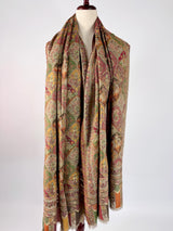 Light Beige Color Pure Pashmina Kani Weave Kashmiri Shawl with Modal Zari and Kalamkari | Cashmere Stole | Mugul Era Depiction