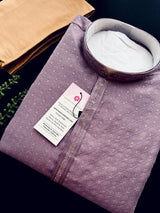 Pastel Lavender Color Kurta with Self Embroidery and Tiny Zari Buttis | Designer Kurta Pajama Set for Men | Wedding & Party Wear