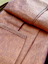 Designer Peach Color with undertone of Blue Men's Kurta with bottom with Embossed Embroidery Work | Kurta Sets for Wedding and Parties