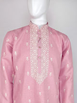 Pastel Pink Premium Cotton Kurta with Pajama | Handemberiodery Kurta with Cotton Lining | Cotton Mens Kurta Set