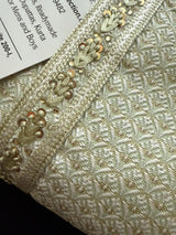 Pista Green Men Kurta Pajama Set with intricate design zari weave, tiny sequin | Mens Ethnic Wear