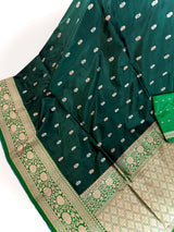 Bottle Green Pure Katan Silk Saree with Green Color Border and Pallu | Pure Silk Sarees | SILK MARK CERTIFIED