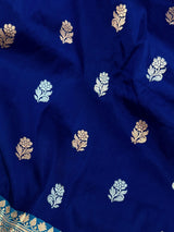 Blue Pure Katan Silk Saree with Sky Blue Color Border and Pallu | Pure Silk Sarees | SILK MARK CERTIFIED