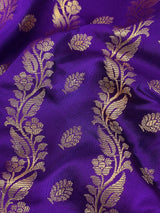 Blue Color Semi Banarasi Silk Saree with Muted Gold Zari Weave | Banarasi Silk Sarees