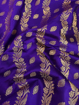 Blue Color Semi Banarasi Silk Saree with Muted Gold Zari Weave | Banarasi Silk Sarees