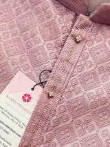 Dusty Pink Men Kurta Pajama with Embossed Embroidery and Zari | Sherwani Style Kurta | Wedding Kurtas | Kurta Store USA