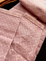 Dusty Pink Men Kurta Pajama with Embossed Embroidery and Zari | Sherwani Style Kurta | Wedding Kurtas | Kurta Store USA