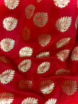 Red with Green combination Traditional Banarasi Handloom Saree in Banarasi Silk | Banarasi Silk Saree