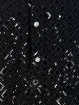 Black Velvet Wedding Party Wear Designer Men Kurta Set with tiny Sequin in black | Mens Wedding Ethnic Wear | Velvet Black Kurta for Men