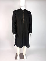 Black Color Raw Silk Men Kurta Pajama with Self Design material with Self Weave Pattern | Men Ethnic Wear | Wedding Wear Kurta