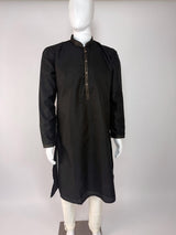 Black Color Raw Silk Men Kurta Pajama with Self Design material with Self Weave Pattern | Men Ethnic Wear | Wedding Wear Kurta